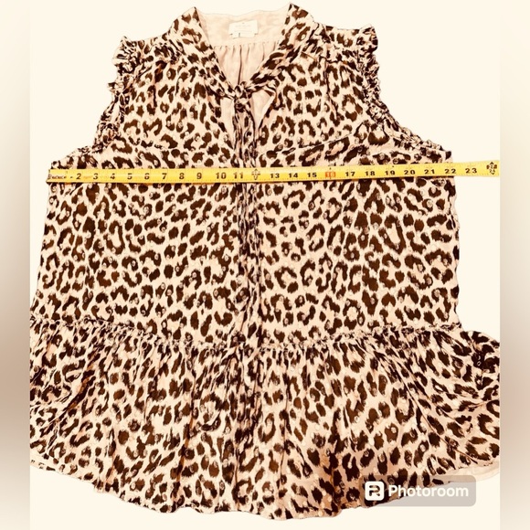 Kate Spade Sleeveless Silk Leopard Print Peplum Blouse Womens Size Large - Picture 8 of 14